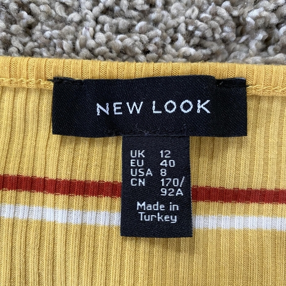 New Look Yellow Striped Ribbed Tank Top US 8 - Picture 4 of 6